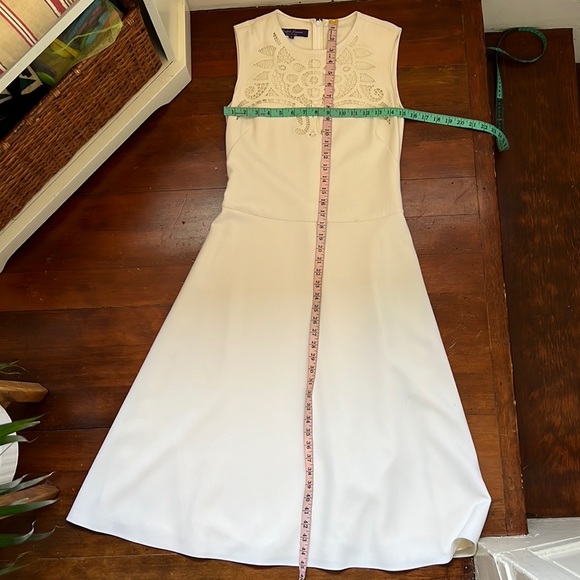 Ralph Lauren Collection Purple Label Wool Sleeveless Embroidered Dress in Cream - Picture 5 of 14